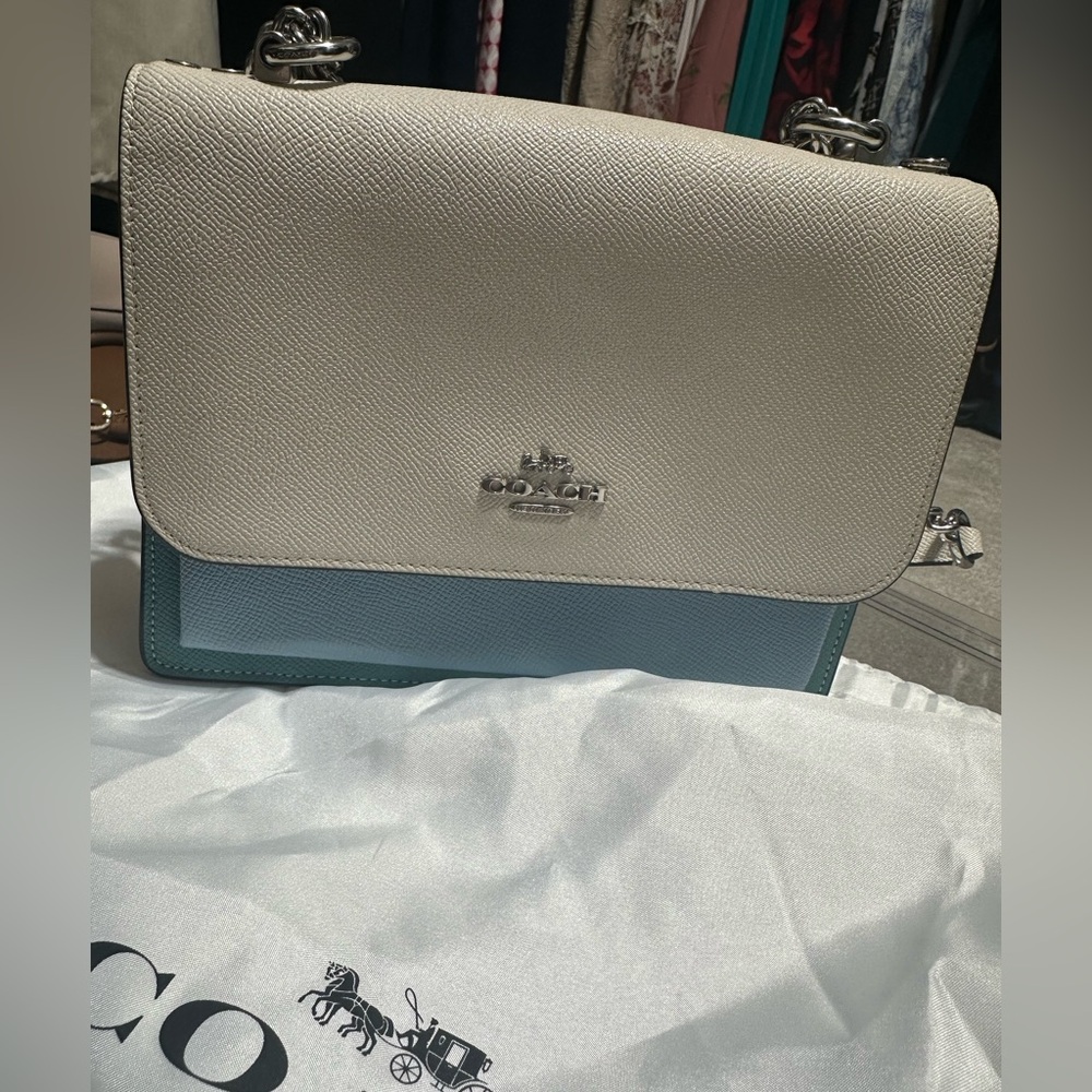 Coach Beige and Teal Crossbody Bag